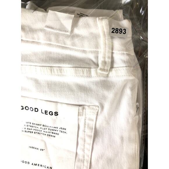 Good American Good Legs Skinny Jeans Mid Rise White Wash Denim NWT Size 10 - Picture 14 of 14